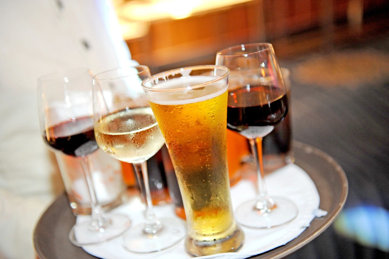A served selection of beer and wine for responsible alcohol service